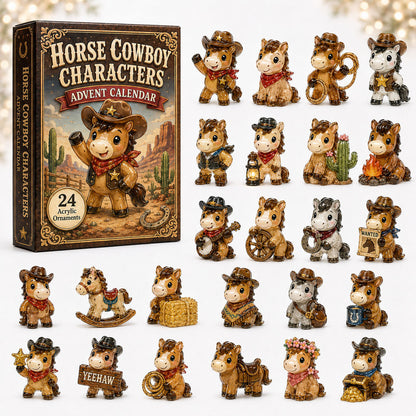 CHRISTMAS KICKOFF 40% OFF - Horse Cowboy Advent Calendar 2026 - 24-Day Festive Countdown, Acrylic Charms Blind Box - Gift For Horse Lovers