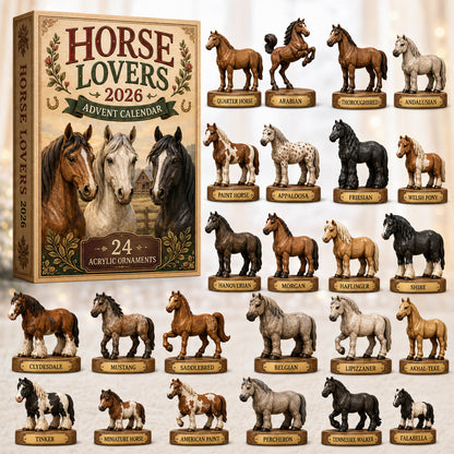 CHRISTMAS KICKOFF 40% OFF - Horse Lovers Advent Calendar 2026 - 24-Day Festive Countdown, Acrylic Charms Blind Box - Gift For Horse Lovers AC0HT505