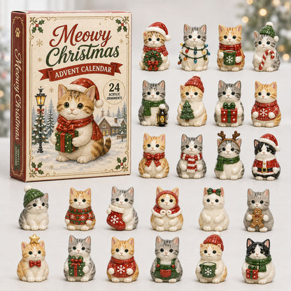 CHRISTMAS KICKOFF 40% OFF - Meowy Christmas Advent Calendar 2026 - 24-Day Festive Countdown, Acrylic Charms Blind Box - Gift For Cat Lovers