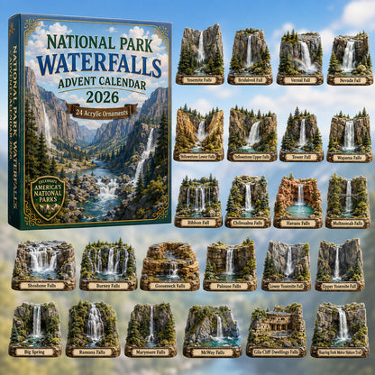 CHRISTMAS KICKOFF 40% OFF - National Park Waterfalls Advent Calendar 2026 - 24-Day Festive Countdown, Acrylic Charms Blind Box - Gift For Family & Friends AC0HT299