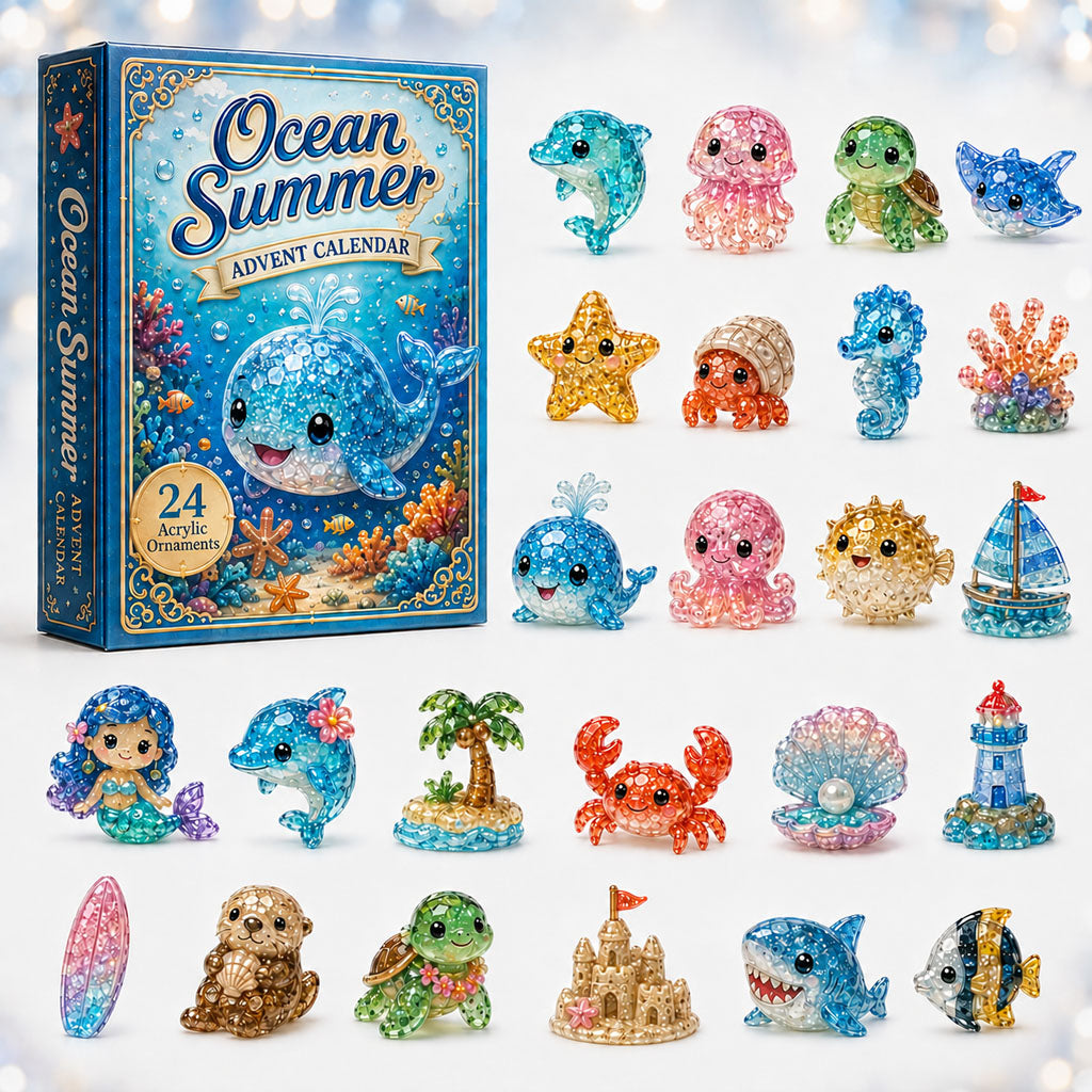 CHRISTMAS KICKOFF 40% OFF - Ocean Summer Advent Calendar 2026 - 24-Day Festive Countdown, Acrylic Charms Blind Box - Gift For Ocean Lovers