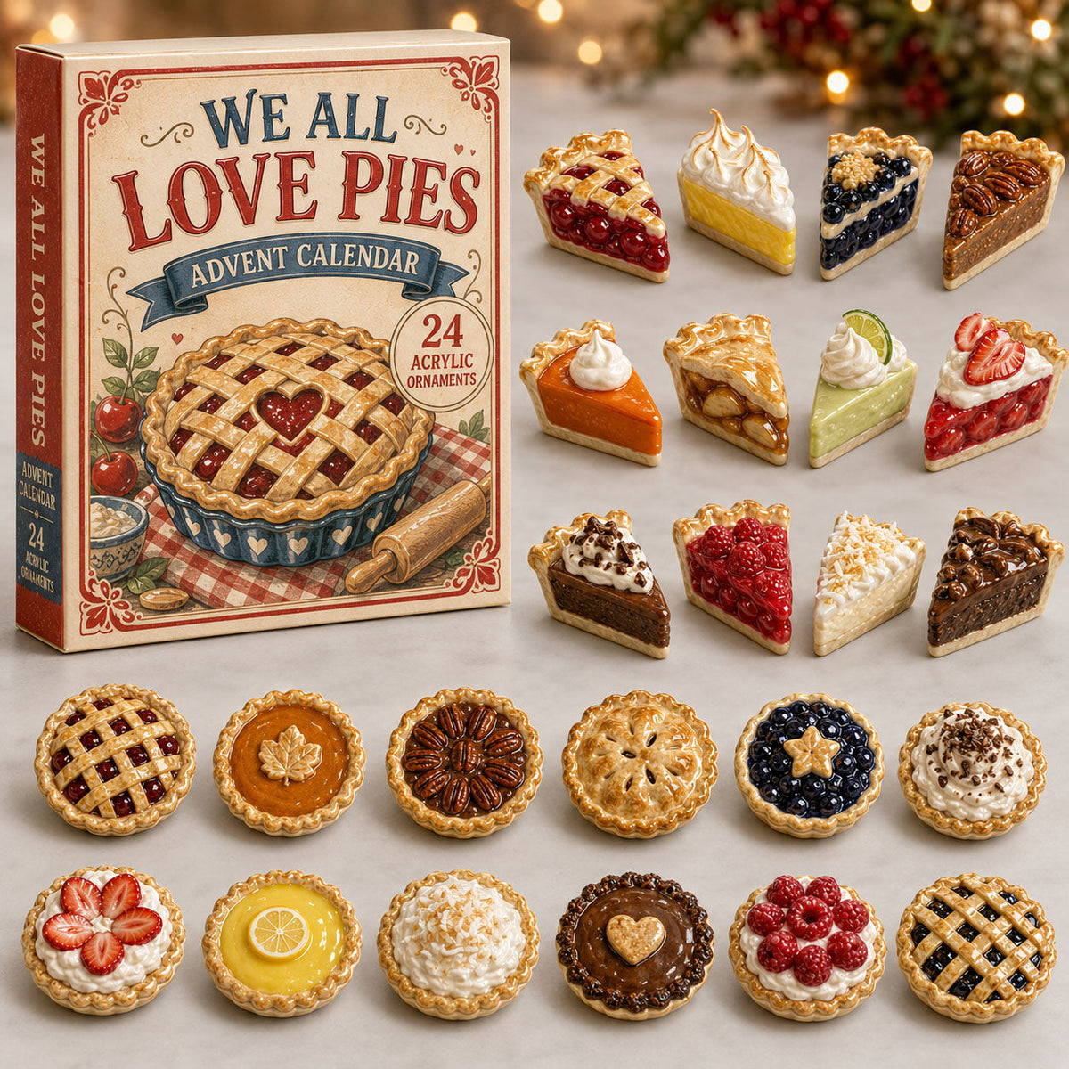 CHRISTMAS KICKOFF 40% OFF - Pie Party Advent Calendar 2026 - 24-Day Festive Countdown, Acrylic Charms Blind Box - Gift For Bakers