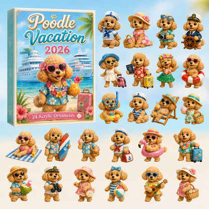 CHRISTMAS KICKOFF 40% OFF - Poodle Vacation Advent Calendar 2026 - 24-Day Festive Countdown, Acrylic Charms Blind Box - Gift For Poodle Lovers AC0HT266