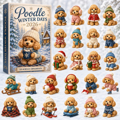 CHRISTMAS KICKOFF 40% OFF - Poodle Winter Days Advent Calendar 2026 - 24-Day Festive Countdown, Acrylic Charms Blind Box - Gift For Poodle Lovers AC0HT267
