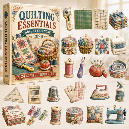 CHRISTMAS KICKOFF 40% OFF - Quilting Essentials Advent Calendar 2026 - 24-Day Festive Countdown, Acrylic Charms Blind Box - Gift For Quilting Lovers AC0HT521