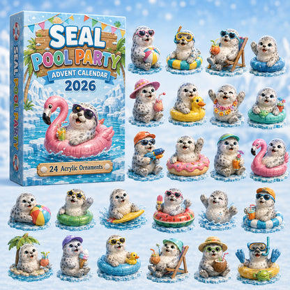 CHRISTMAS KICKOFF 40% OFF - Seal Pool Party Advent Calendar 2026 - 24-Day Festive Countdown, Acrylic Charms Blind Box - Gift For Seal Lovers AC0HT485