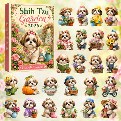 CHRISTMAS KICKOFF 40% OFF - Shih Tzu Garden Advent Calendar 2026 - 24-Day Festive Countdown, Acrylic Charms Blind Box - Gift For Shih Tzu Lovers AC0HT271