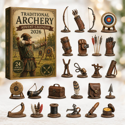 CHRISTMAS KICKOFF 40% OFF - Traditional Archery Advent Calendar 2026 - 24-Day Festive Countdown, Acrylic Charms Blind Box - Gift For Archery Lovers AC0HT326