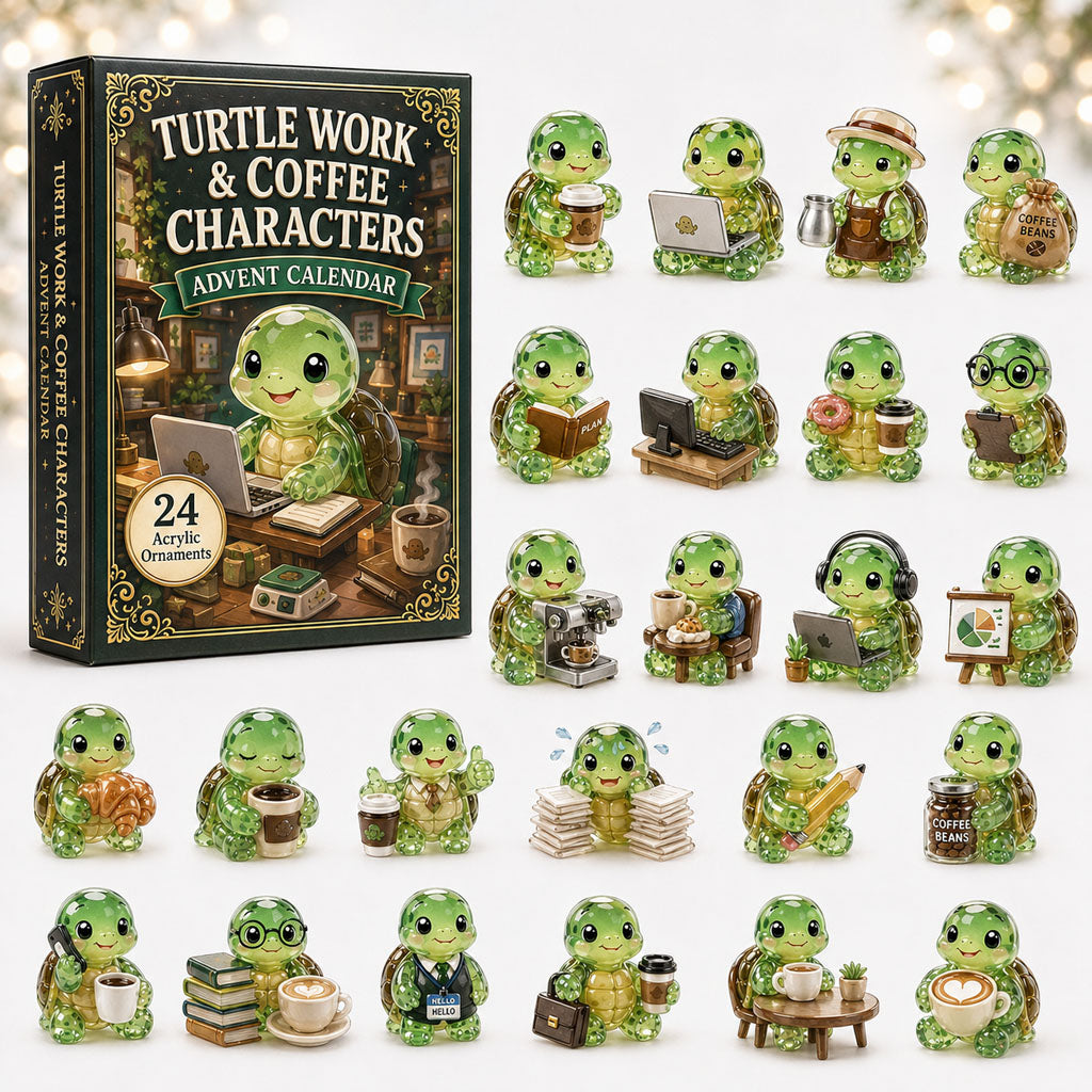 CHRISTMAS KICKOFF 40% OFF - Turtle Office Advent Calendar 2026 - 24-Day Festive Countdown, Acrylic Charms Blind Box - Gift For Turtle Lovers