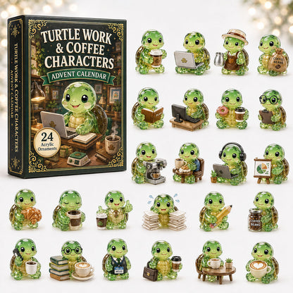 CHRISTMAS KICKOFF 40% OFF - Turtle Office Advent Calendar 2026 - 24-Day Festive Countdown, Acrylic Charms Blind Box - Gift For Turtle Lovers