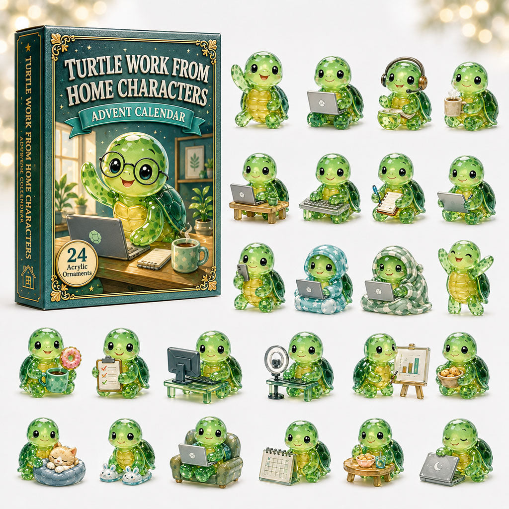 CHRISTMAS KICKOFF 40% OFF - Turtle Remote Work Advent Calendar 2026 - 24-Day Festive Countdown, Acrylic Charms Blind Box - Gift For Turtle Lovers