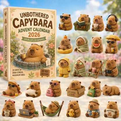 CHRISTMAS KICKOFF 40% OFF - Unbothered Capybara Advent Calendar 2026 - 24-Day Festive Countdown, Acrylic Charms Blind Box - Gift For Capybara Lovers AC0HT497