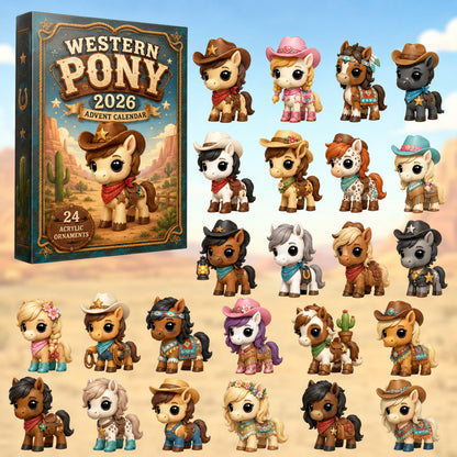 CHRISTMAS KICKOFF 40% OFF - Western Pony Advent Calendar 2026 - 24-Day Festive Countdown, Acrylic Charms Blind Box - Gift For Family & Friends