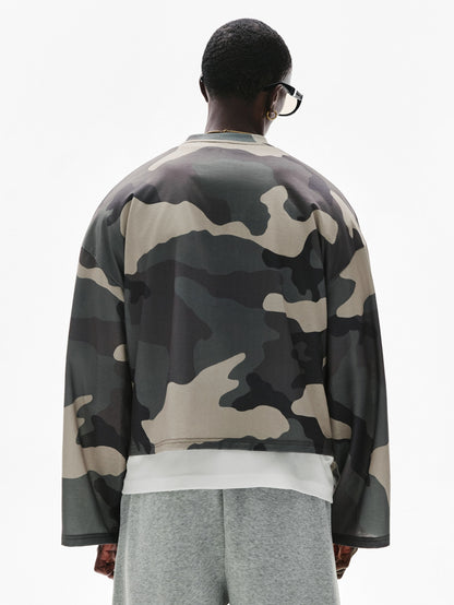Camo Oversized Graphic Long Sleeve Sweatshirt