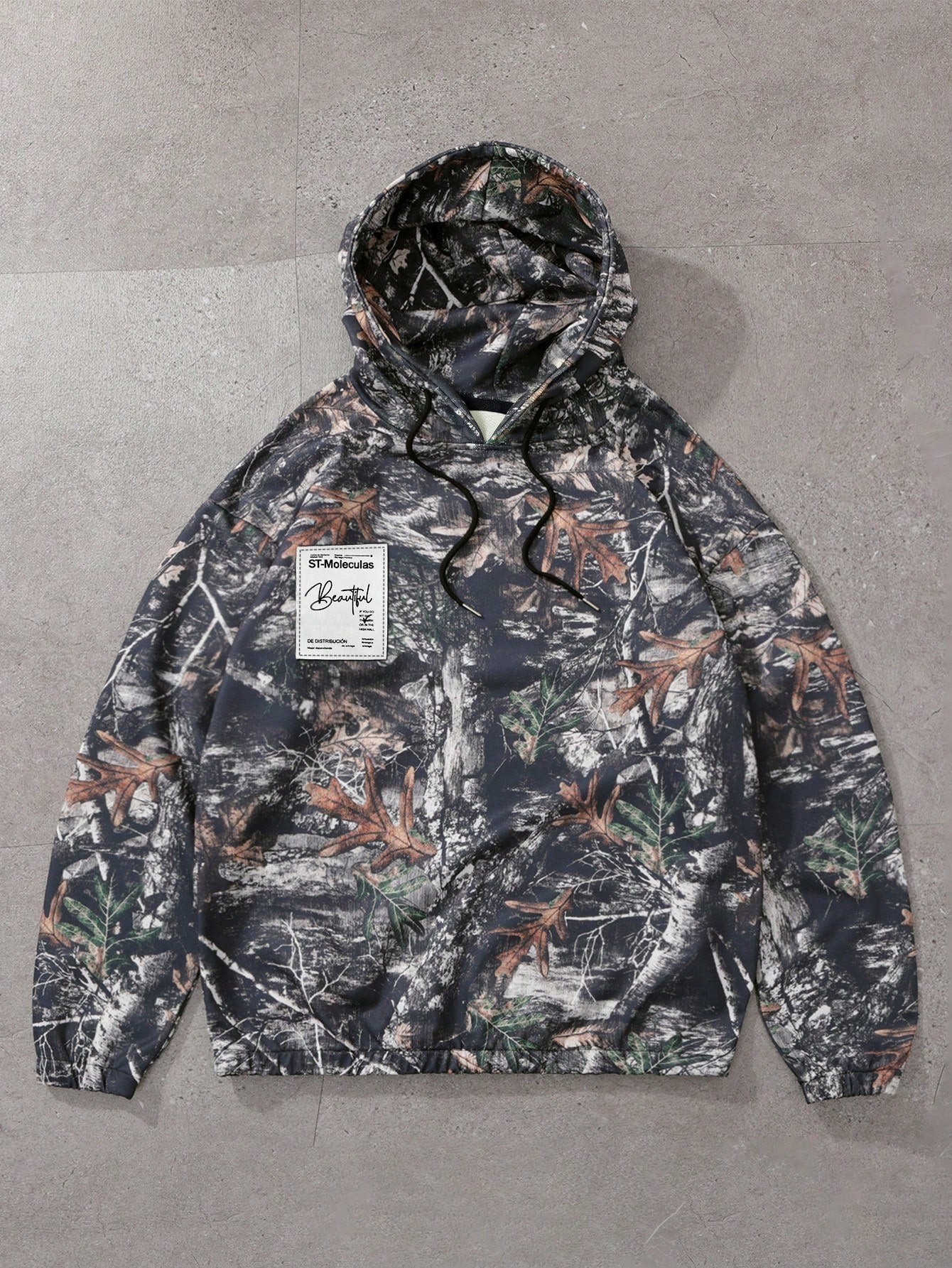 Camo Tree Print Graphic Oversized Hoodie
