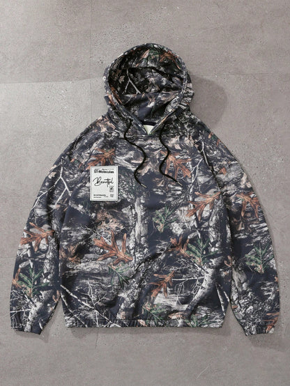 Camo Tree Print Graphic Oversized Hoodie