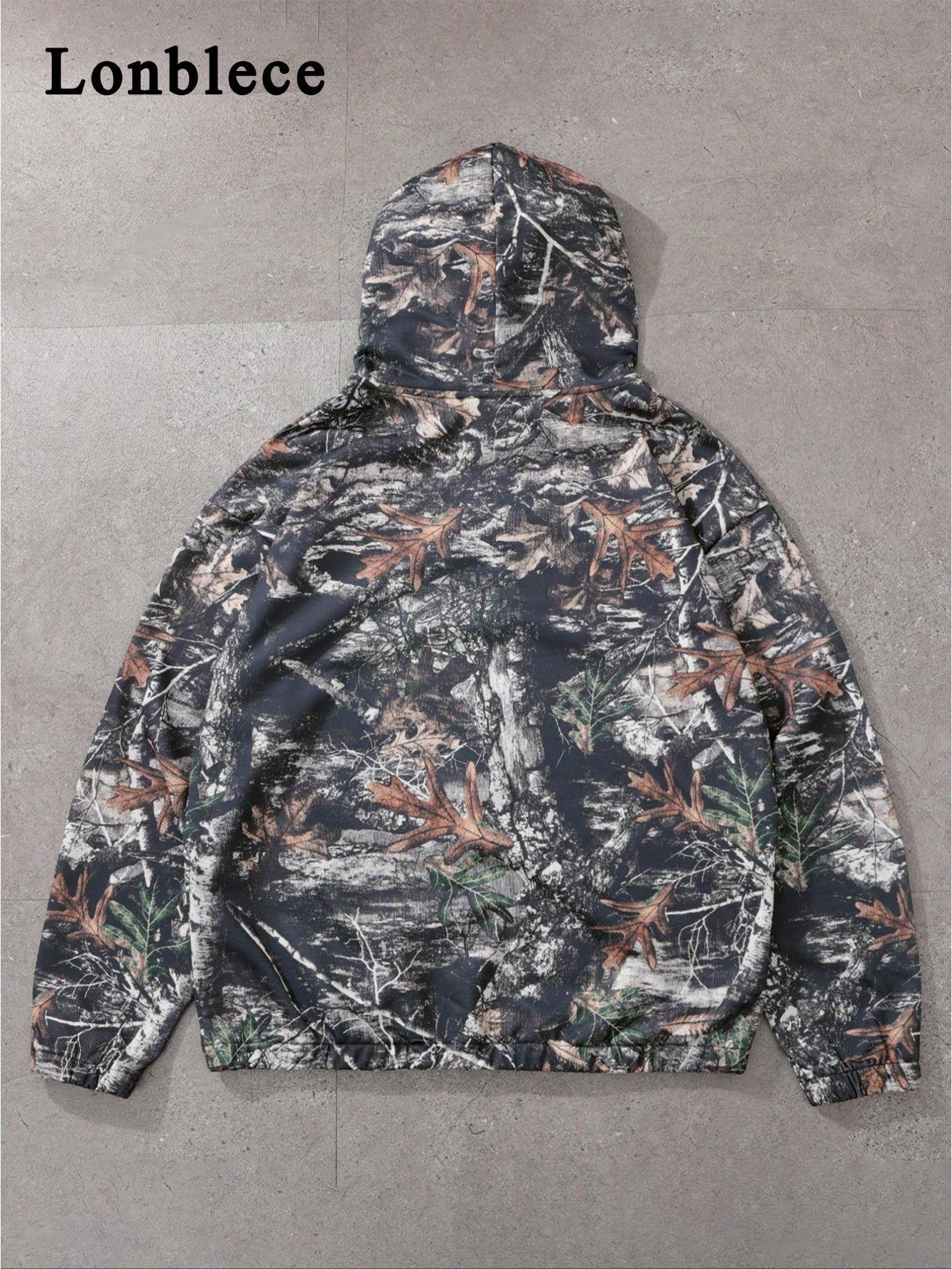 Camo Tree Print Graphic Oversized Hoodie