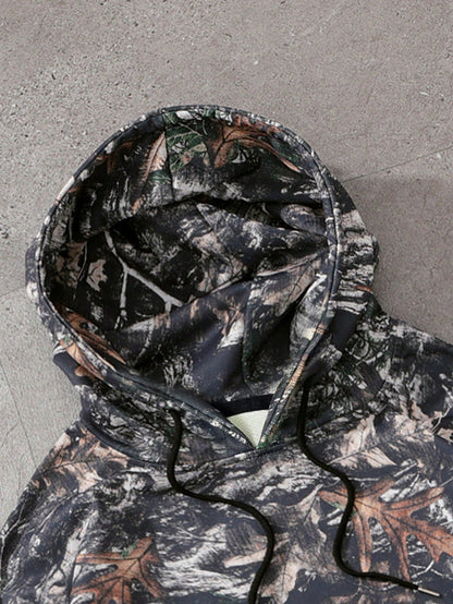 Camo Tree Print Graphic Oversized Hoodie