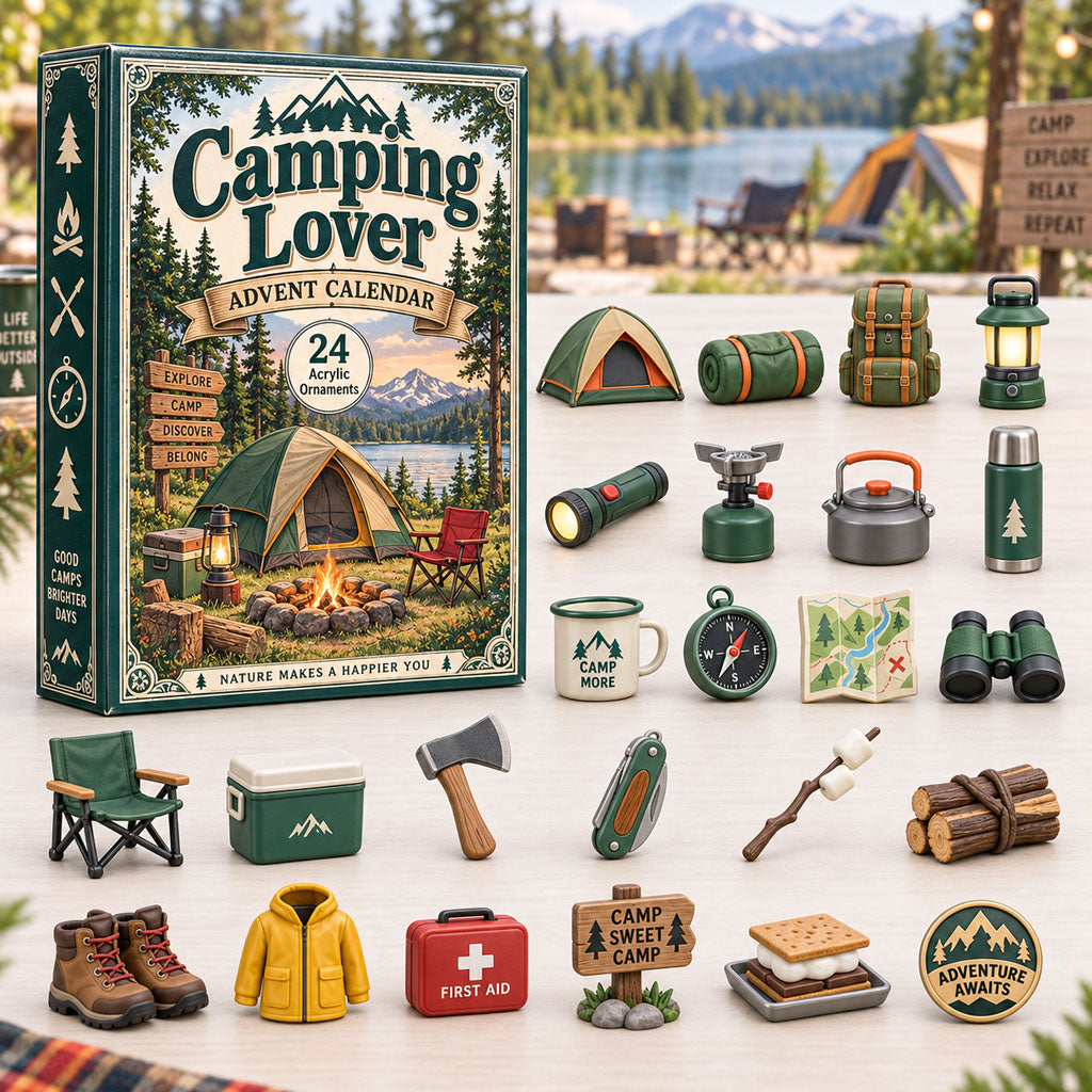CHRISTMAS KICKOFF 40% OFF - Camping Lover Advent Calendar 2026 - 24-Day Festive Countdown, Acrylic Charms Blind Box - Gift For Outdoor Hobby Lovers AC0HA251