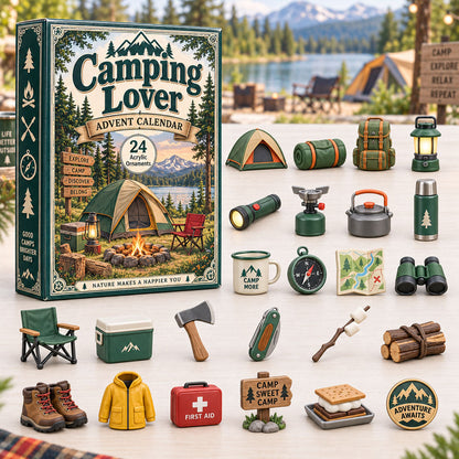 CHRISTMAS KICKOFF 40% OFF - Camping Lover Advent Calendar 2026 - 24-Day Festive Countdown, Acrylic Charms Blind Box - Gift For Outdoor Hobby Lovers AC0HA251