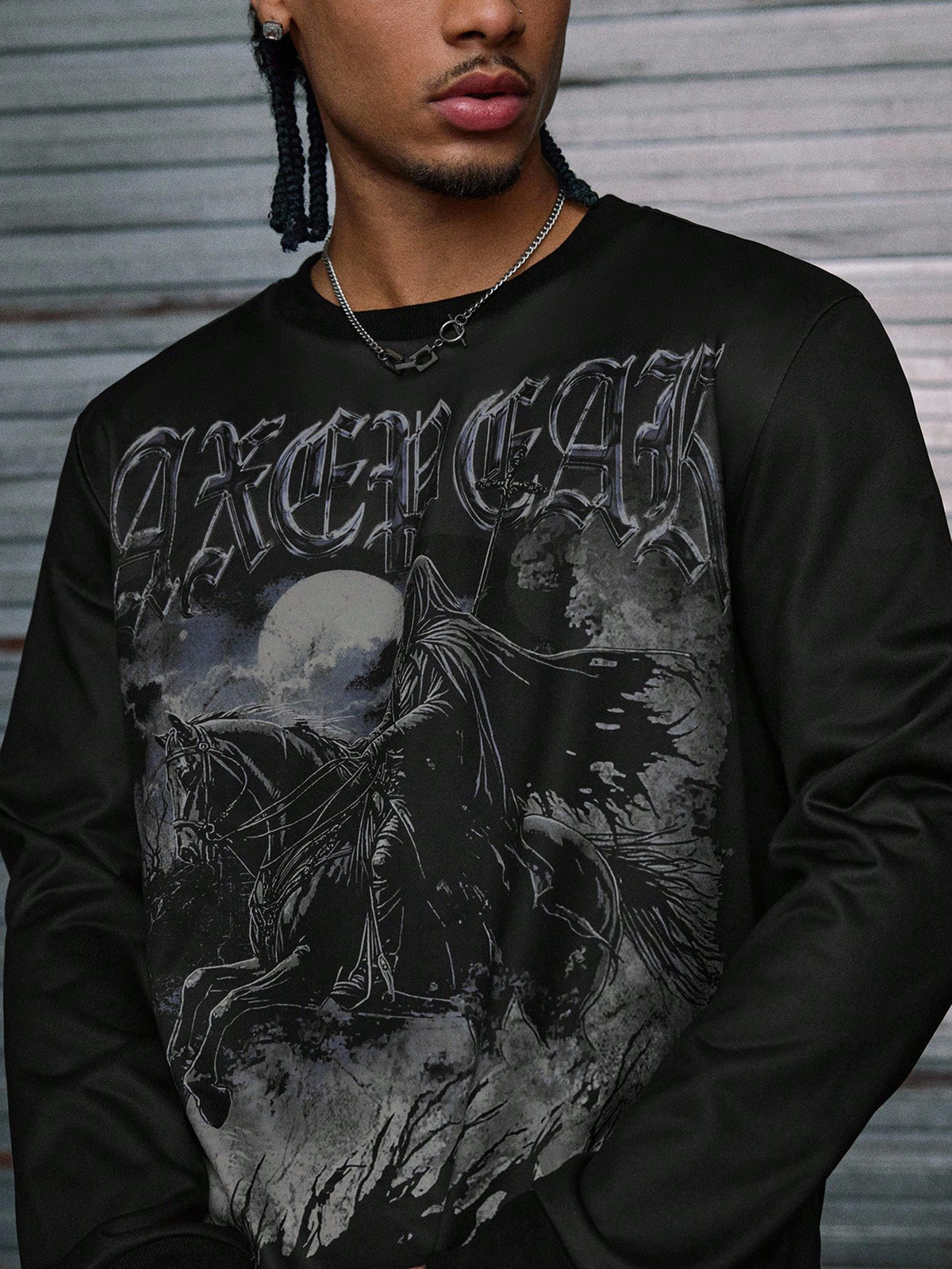 Casual Retro Print Loose Fit Men's Sweatshirt
