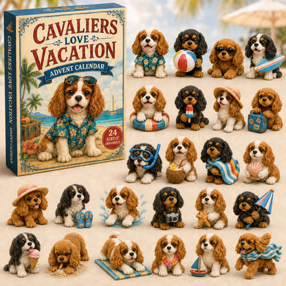 CHRISTMAS KICKOFF 40% OFF - Cavalier Vacation Advent Calendar 2026 - 24-Day Festive Countdown, Acrylic Charms Blind Box - Gift For Dog Lovers AC0TM245