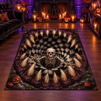 Spooky Skeleton Tooth Vortex Halloween Area Rug