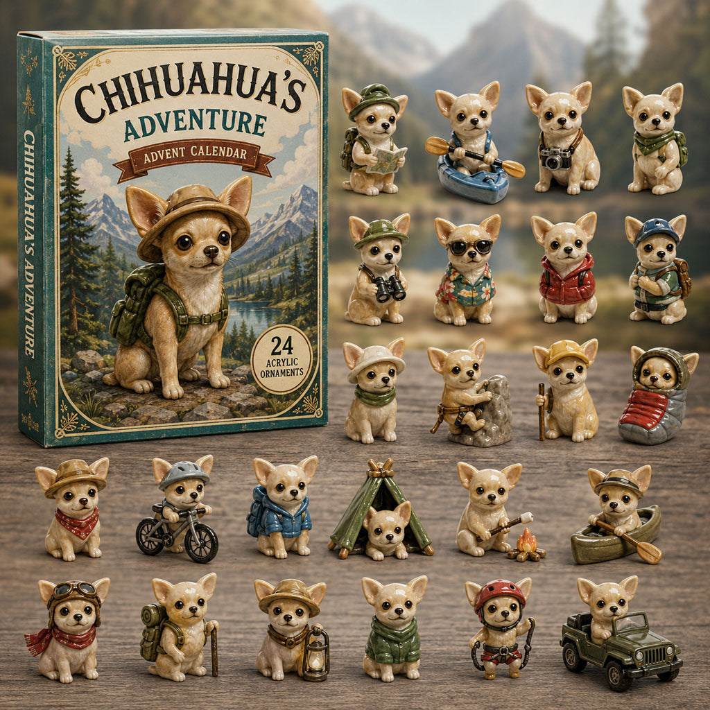 CHRISMAST KICKOFF 40% OFF - Chihuahua Outdoor Adventure Advent Calendar 2026 - 24-Day Festive Countdown, Acrylic Charms Blind Box - Gift For Dog Lovers AC0TM108