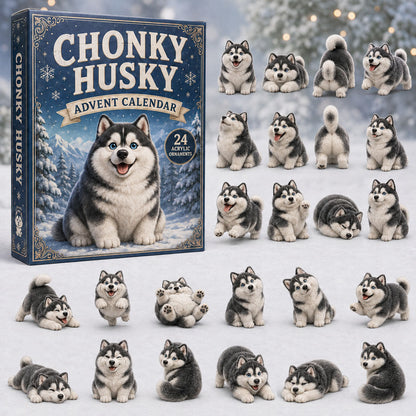 CHRISTMAS KICKOFF 40% OFF - Chonky Husky Advent Calendar 2026 - 24-Day Festive Countdown, Acrylic Charms Blind Box - Gift For Dog Lovers AC0TM244
