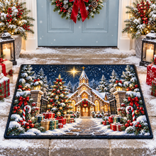 Christmas Church Winter Snow Doormat Holiday Front Door Mat