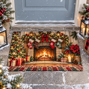Christmas Fireplace Stockings Tree Doormat Holiday Outdoor Decor