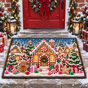 Christmas Gingerbread House Doormat Non Slip Holiday Outdoor Mat