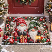 Christmas Gnomes Gift Box Doormat Holiday Outdoor Decor