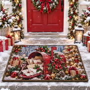 Christmas Mailbox Doormat Winter Holiday Outdoor Entrance Mat