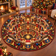 Christmas Nutcracker Drum Fortress Quilted Round Rug
