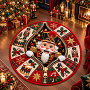 Christmas Nutcracker Zipper 3D Optical Illusion Quilted Round Rug