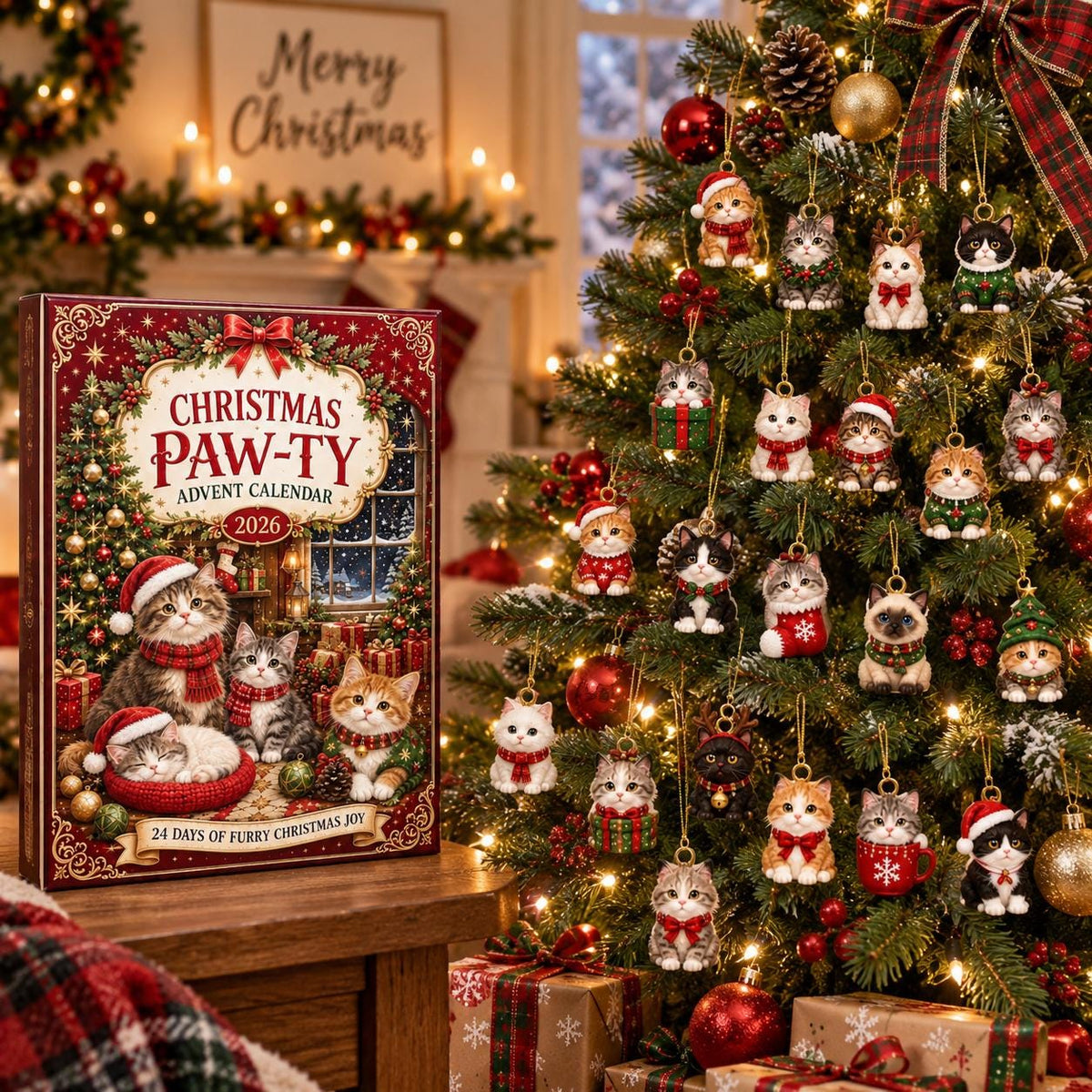 Christmas Paw-Ty Cat Advent Calendar 2026: 24 Ornaments