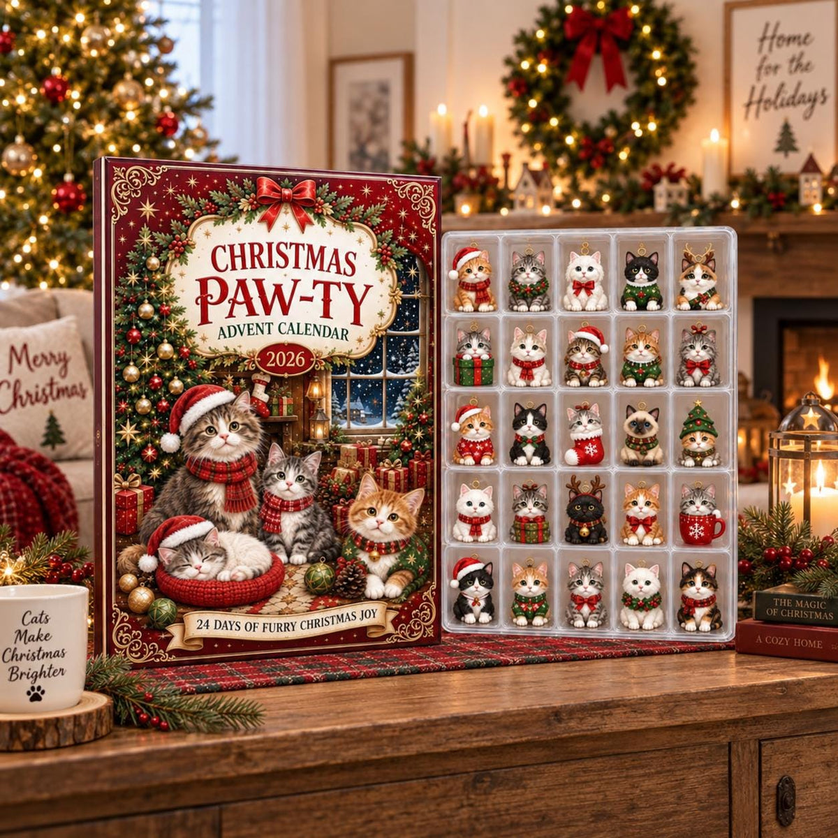 Christmas Paw-Ty Cat Advent Calendar 2026: 24 Ornaments