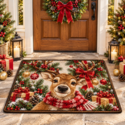 Christmas Reindeer Doormat Holiday Front Door Entrance Mat