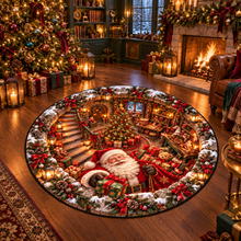 Christmas Santa Claus 3D Optical Illusion Quilted Round Rug