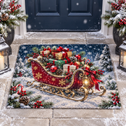 Christmas Santa Sleigh Gift Box Doormat Holiday Outdoor Decor