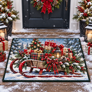 Christmas Sleigh Gift Box Winter Doormat Holiday Front Door Mat