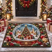 Christmas Snow Globe Tree Non-Slip Front Door Mat