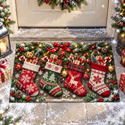 Christmas Stockings Candy Cane Doormat Holiday Outdoor Decor