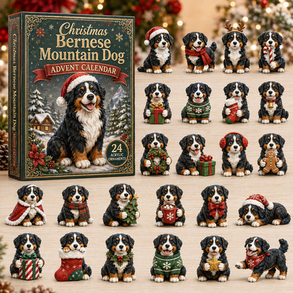 CHRISTMAS KICKOFF 40% OFF - Christmas Bernese Mountain Dog Advent Calendar 2026 - 24-Day Festive Countdown, Acrylic Charms Blind Box - Gift For Bernese Mountain Dog Lovers AC0NT111