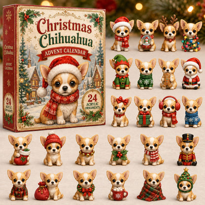 CHRISTMAS KICKOFF 40% OFF - Christmas Chihuahua Advent Calendar 2026 - 24-Day Festive Countdown, Acrylic Charms Blind Box - Gift For Chihuahua Lovers AC0NT071