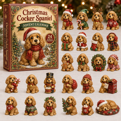 CHRISTMAS KICKOFF 40% OFF - Christmas Cocker Spaniel Advent Calendar 2026 - 24-Day Festive Countdown, Acrylic Charms Blind Box - Gift For Cocker Spaniel Lovers AC0NT076
