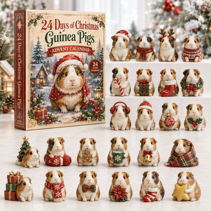 CHRISTMAS KICKOFF 40% OFF - Christmas Guinea Pig Advent Calendar 2026 - 24-Day Festive Countdown, Acrylic Charms Blind Box - Gift For Guinea Pig Lovers