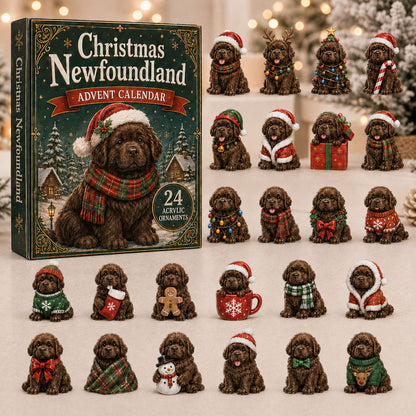 CHRISTMAS KICKOFF 40% OFF - Christmas Newfoundland Advent Calendar 2026 - 24-Day Festive Countdown, Acrylic Charms Blind Box - Gift For Newfoundland Lovers AC0NT151