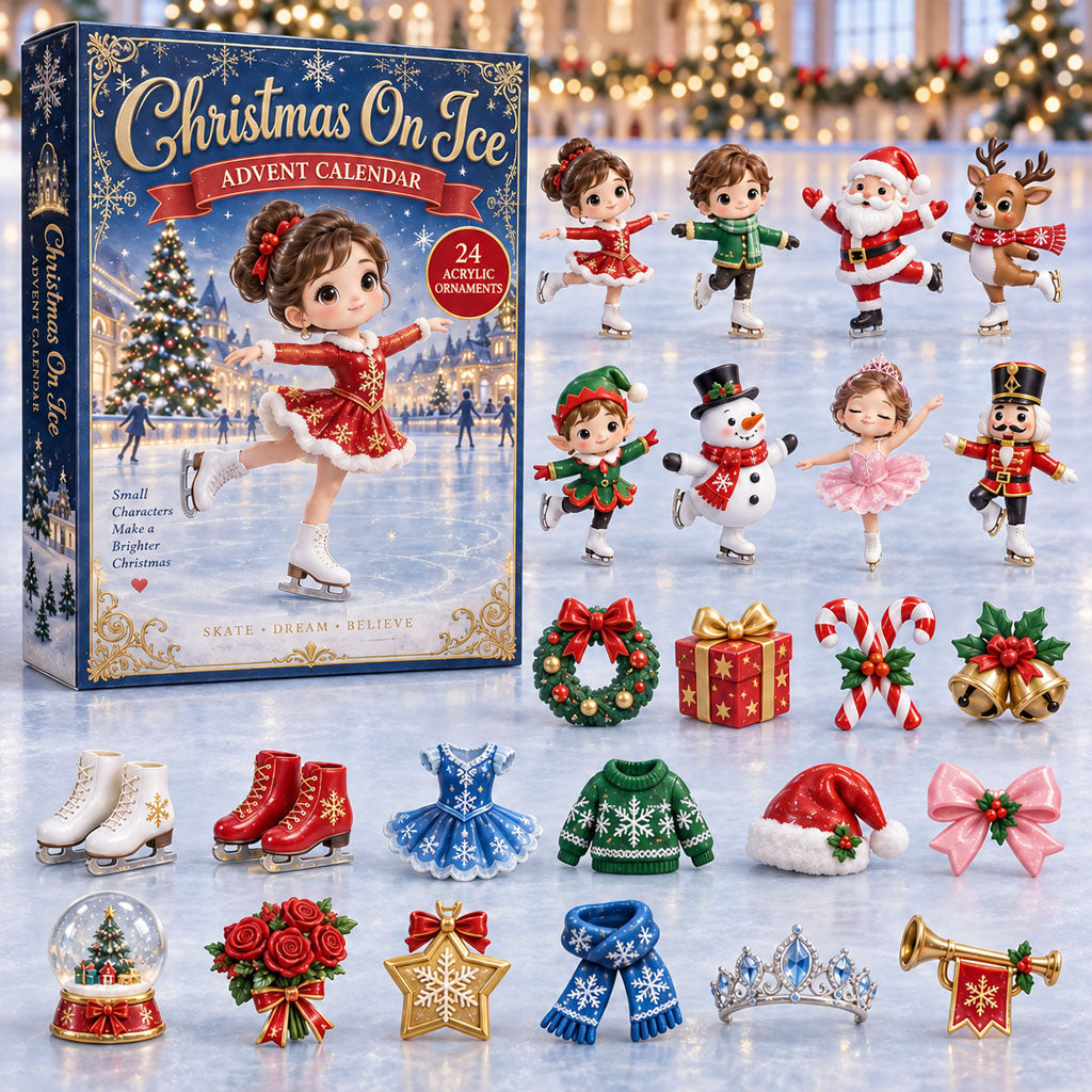 CHRISTMAS KICKOFF 40% OFF - Christmas On Ice Advent Calendar 2026 - 24-Day Festive Countdown, Acrylic Charms Blind Box - Gift For Figure Skater Lovers AC0NT331